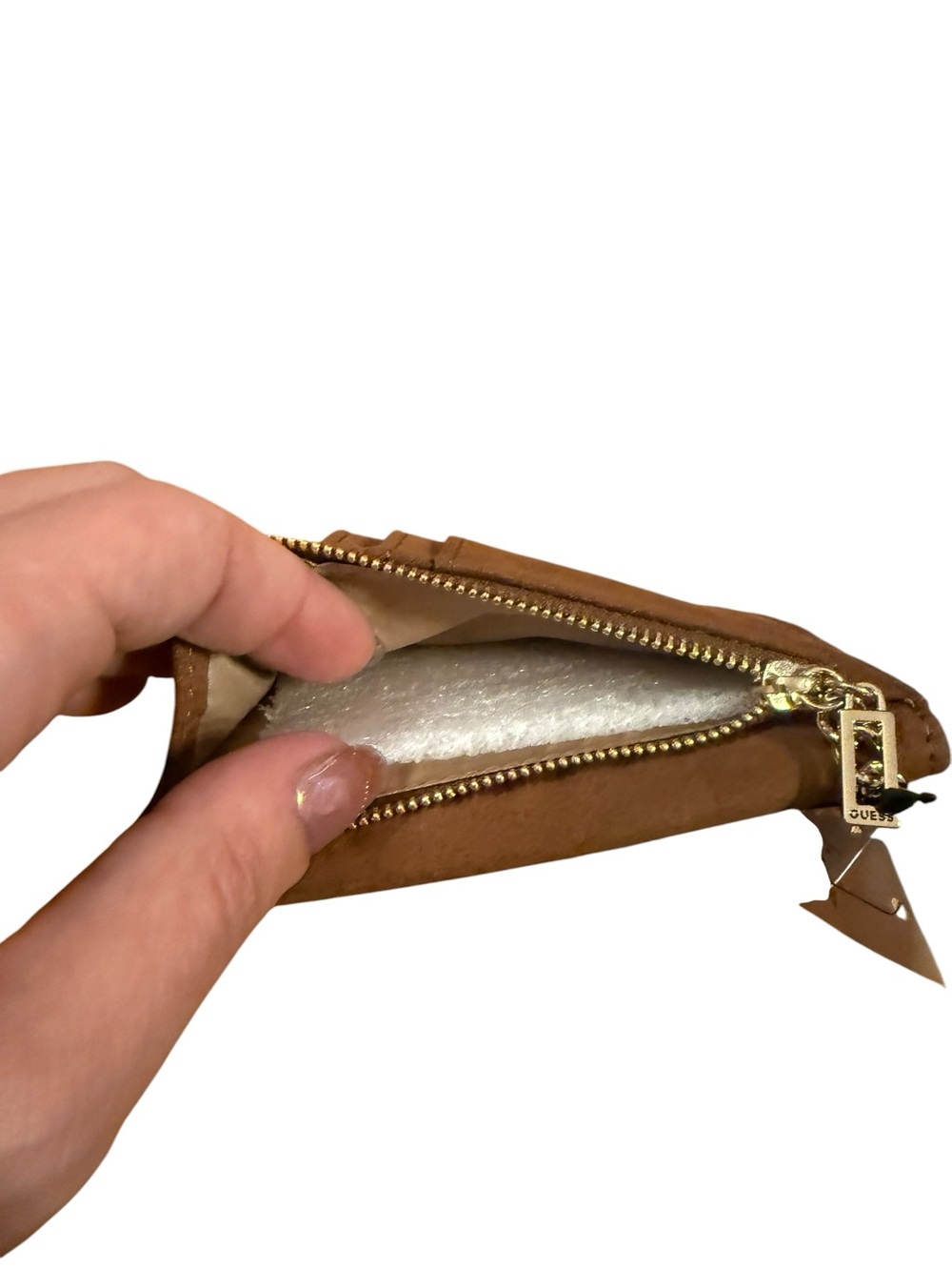 Guess Tan Suede Keyring Card Wallet with Gold Hardware NWT - Picture 7 of 7